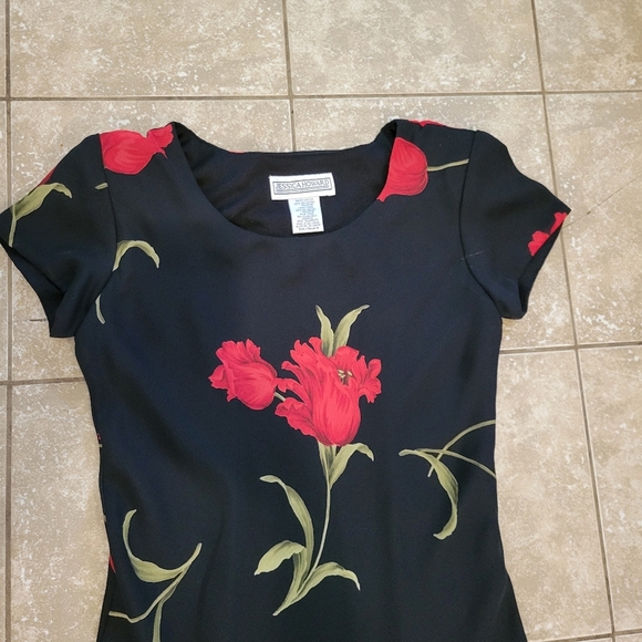 Jessica Howard Women's Vintage Y2k Black Floral Midi Dress. S 10 Witchy Vampire - Picture 5 of 10